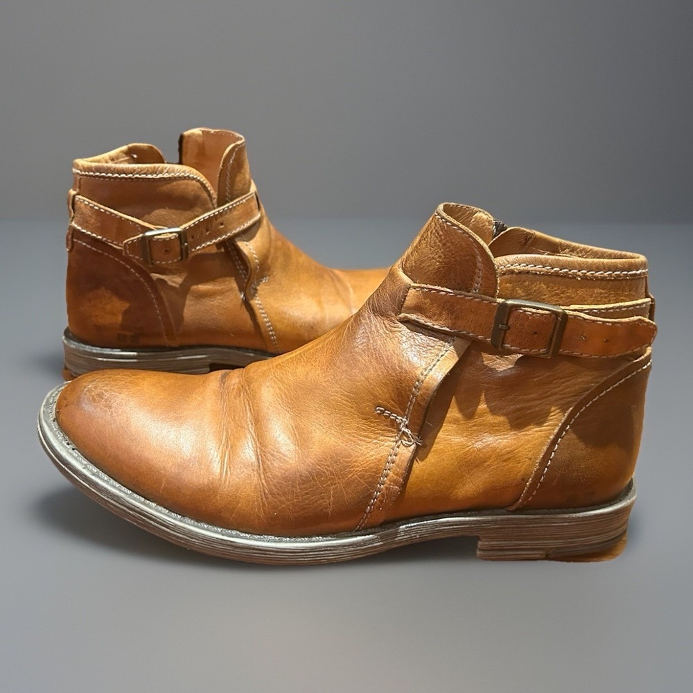 Bed Stu Mens Johnston Rustic Ankle Boots Size 10.5 Brown Tan Buckle USA Patina - Picture 3 of 12